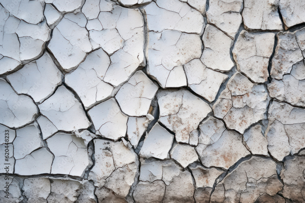 Obraz premium Intricate patterns and textures of a cracked concrete surface, showcasing the beauty and character of weathered urban landscapes. Generative AI.