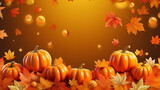 Thanksgiving day banner festive background with real pumpkin. Generative AI
