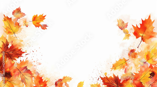 White frame autumn foliage header on white background 