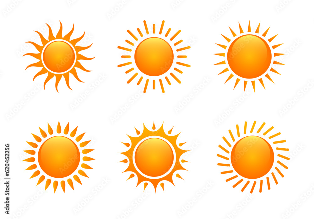 3d style Variety of suns icons design vector 3d style Variety of suns icons design vector
