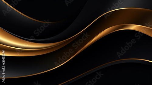 Luxury abstract background with golden lines on dark. 