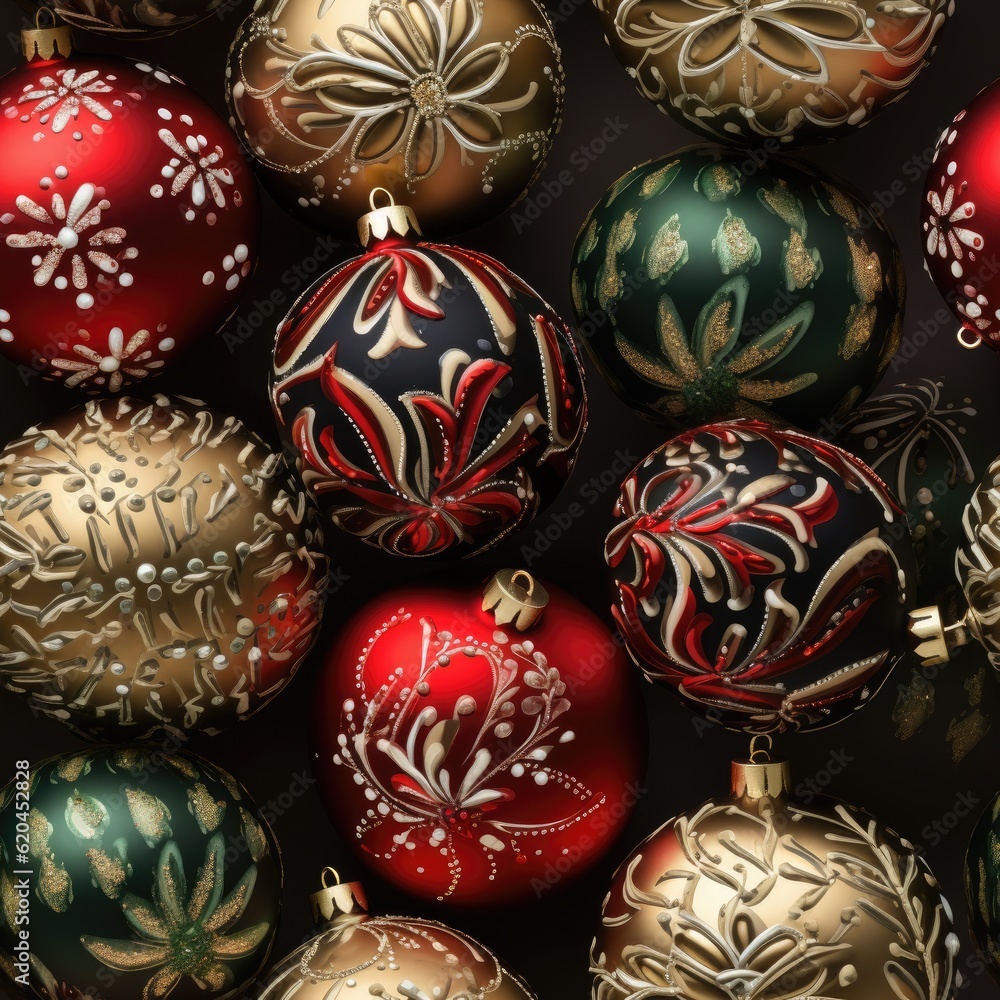Christmas ornaments - background created using generative AI tools Christmas ornaments - background created using generative AI tools