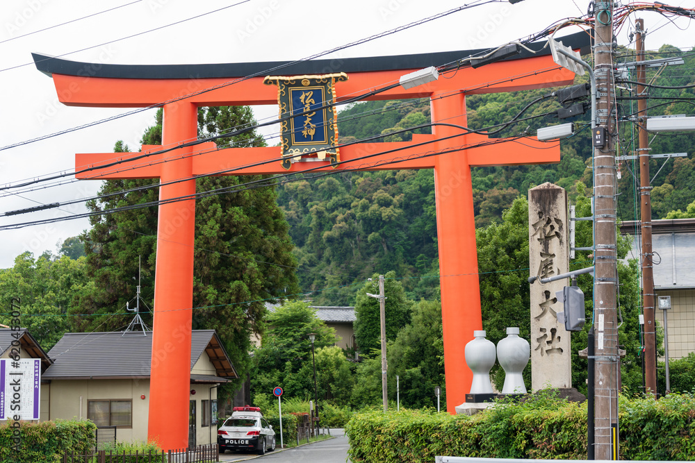 Kyoto, Japan - June 12 2023 : Matsunoo Taisha Shrine Torii Gate. Kyoto, Japan - June 12 2023 : Matsunoo Taisha Shrine Torii Gate.