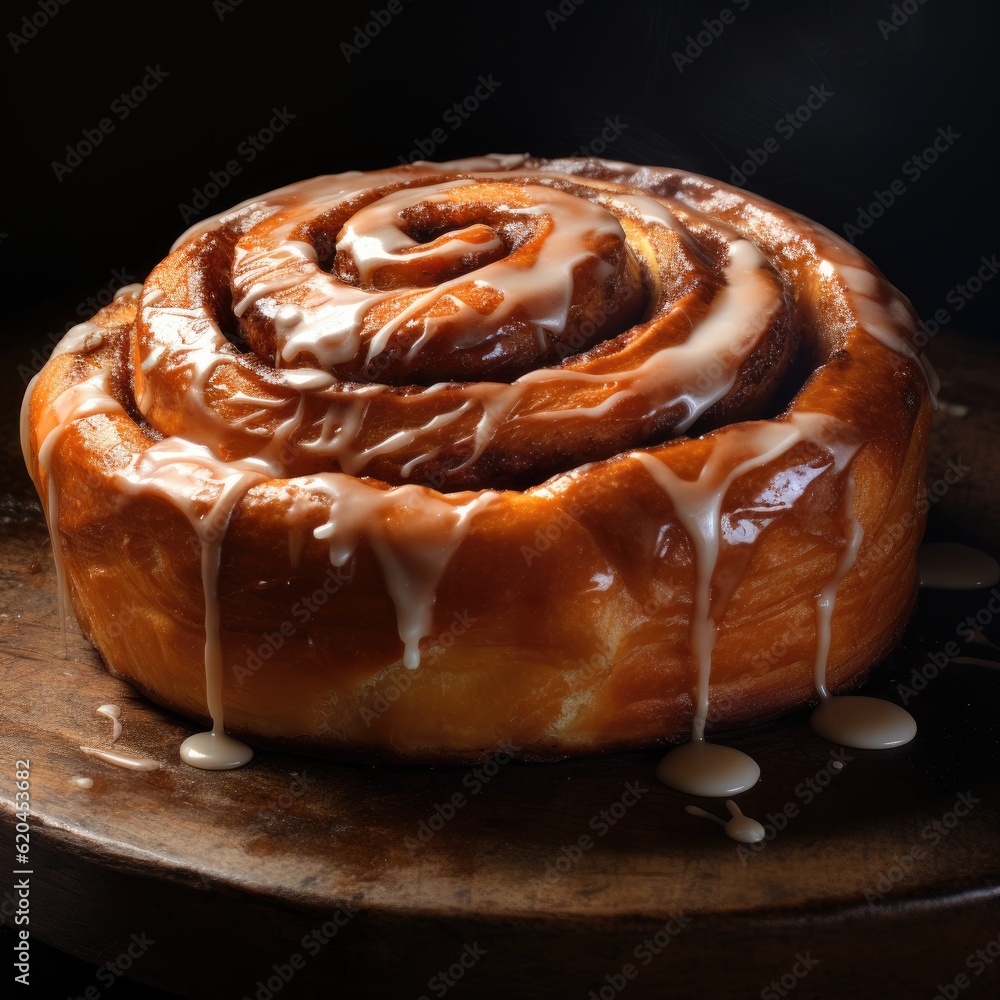 Closeup of a cinnamon roll created using generative Ai tools Closeup of a cinnamon roll created using generative Ai tools