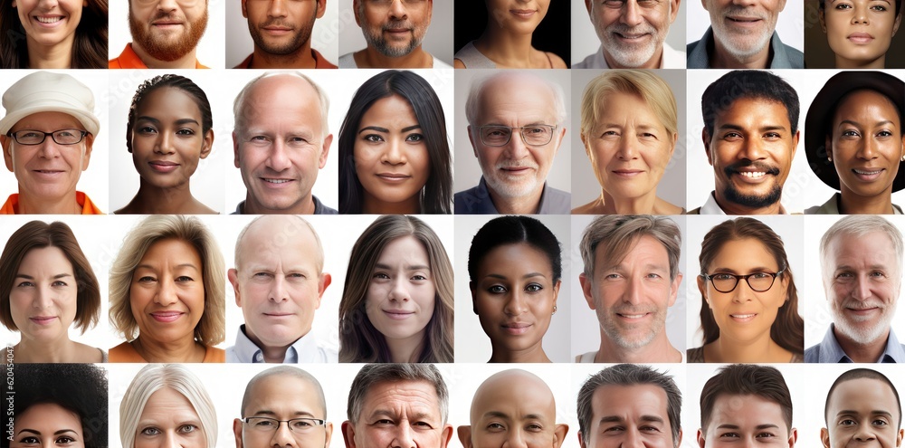 Diversity panel of people looking at camera. Generative AI Diversity panel of people looking at camera. Generative AI