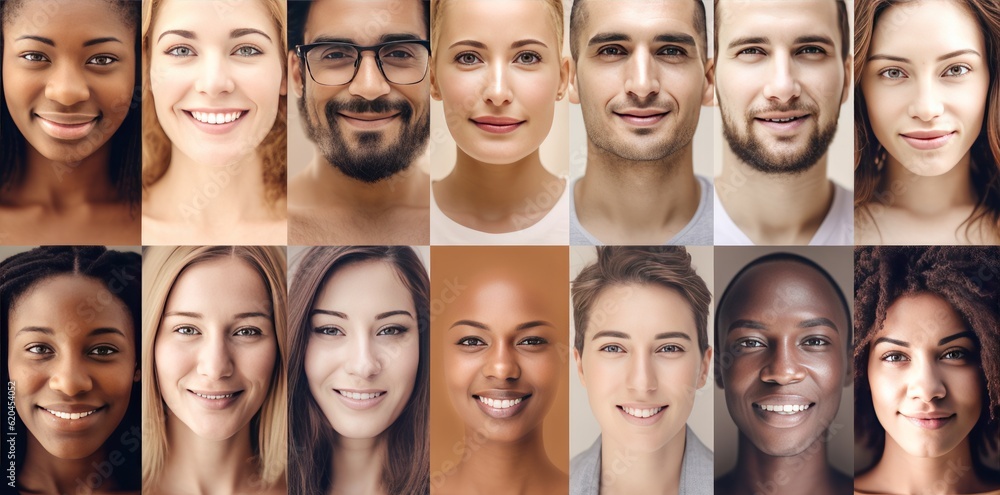 Diversity panel of people looking at camera. Generative AI Diversity panel of people looking at camera. Generative AI