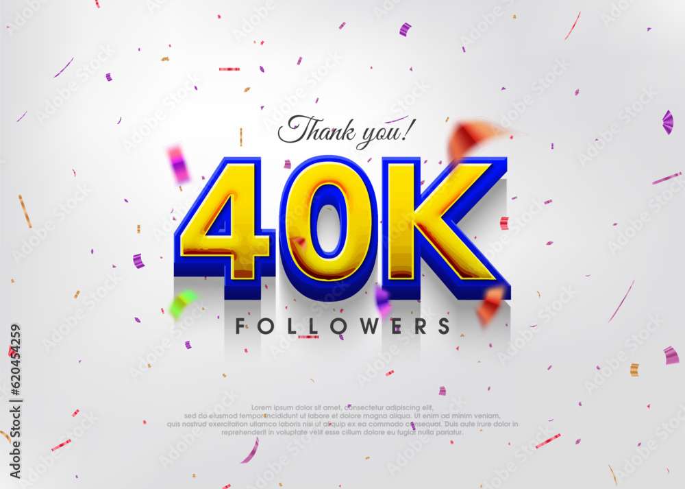 Colorful theme greeting 40k followers, thank you greetings for banners, posters and social media posts.