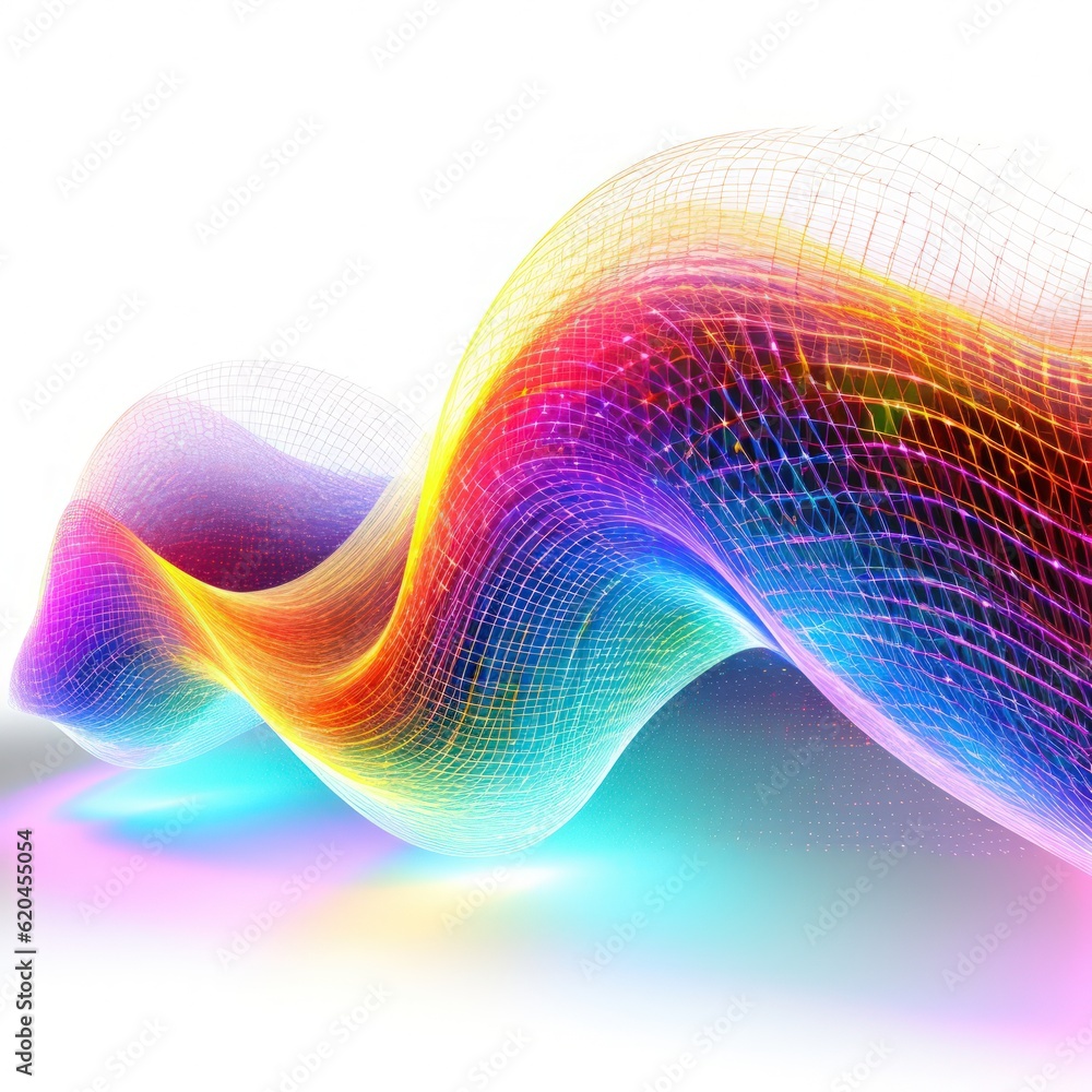 Visualization of sound waves. Abstract futuristic background with colorful glowing neon moving high speed wave lines and bokeh lights. Data transfer concept. Fantastic wallpaper. Generative AI Visualization of sound waves. Abstract futuristic background with colorful glowing neon moving high speed wave lines and bokeh lights. Data transfer concept. Fantastic wallpaper. Generative AI