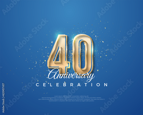 40th anniversary with a luxurious design between gold and blue. Premium vector for poster, banner, celebration greeting.