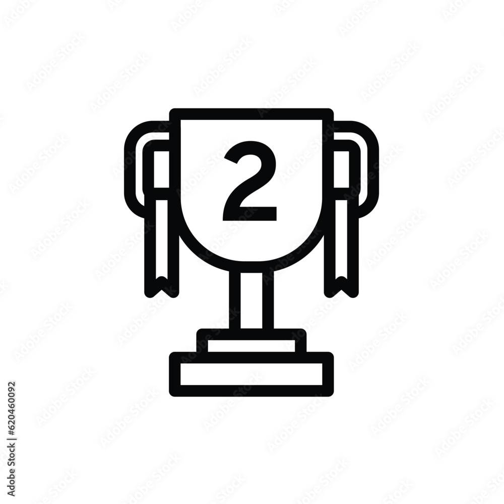 Trophy cup for second place line icon vector. Reward and achievement symbol stock illustration. Trophy cup for second place line icon vector. Reward and achievement symbol stock illustration.