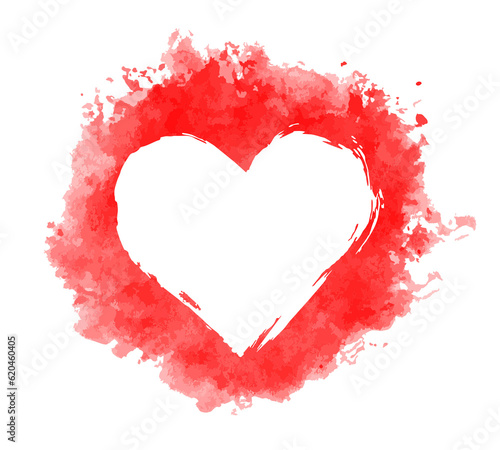 The red heart symbol with watercolor.