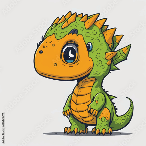 cute dinosaur cartoon on white background