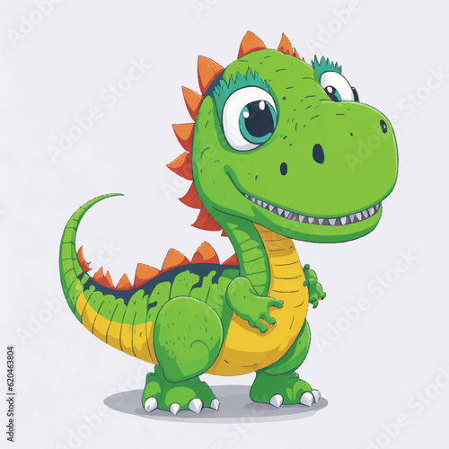 cute dinosaur cartoon on white background