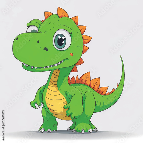 cute dinosaur cartoon on white background