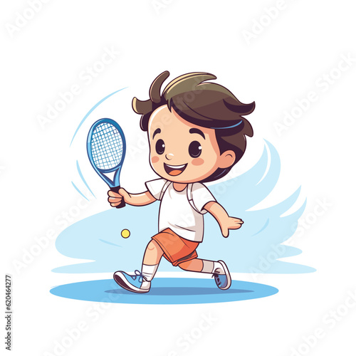 child playing tennis