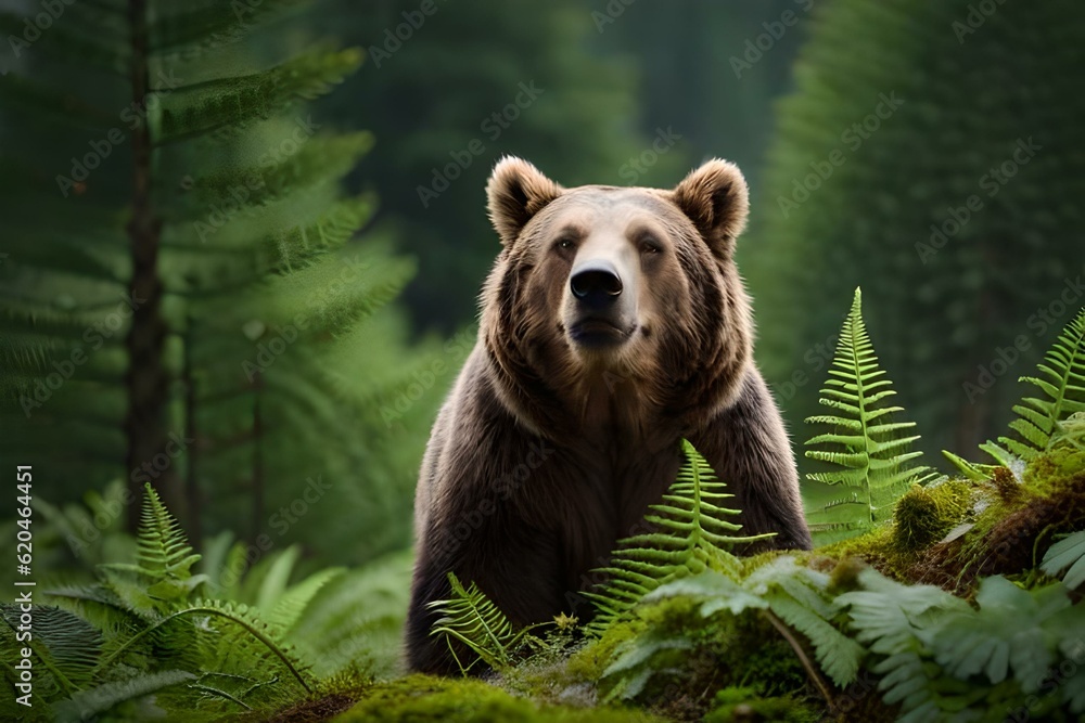 Fototapeta premium bear in jungle generated by AI tool