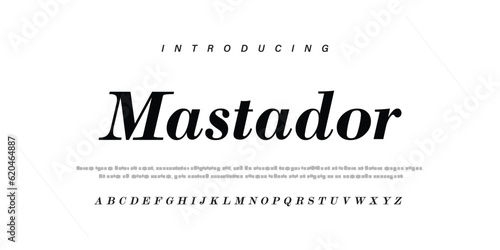 Mastador Modern abstract digital alphabet font. Minimal technology typography, Creative urban sport fashion futuristic font and with numbers. vector illustration