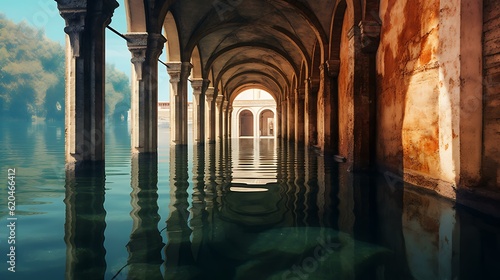 Canvas Print archways and water-- Generative AI