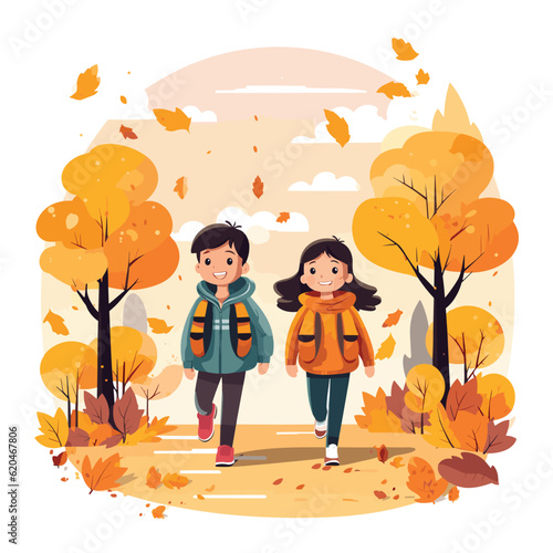 children in autumn park