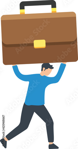 Work responsibility, Business pressure, carry problem, Business burden, career struggle, overworked, effort, Tired businessman

