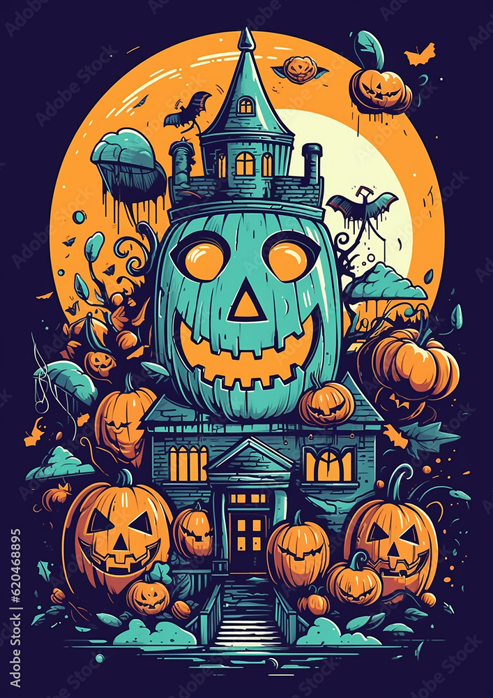 Fototapeta premium Illustrator halloween for backgrounds, Generative Ai