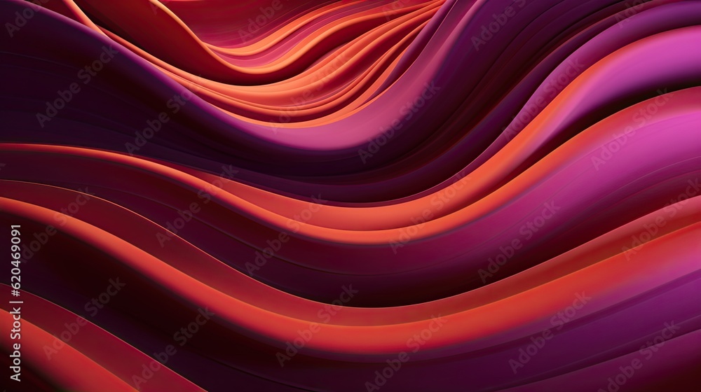 Wavy Ripples in an Orange Abstract Tunnel: A Purple and Orange 3D Wallpaper with Contemporary and Creative Design.