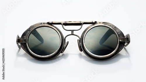 Vintage Glasses Isolated on White Background. Old Clear Sunglasses for Retro Vision. Generative AI