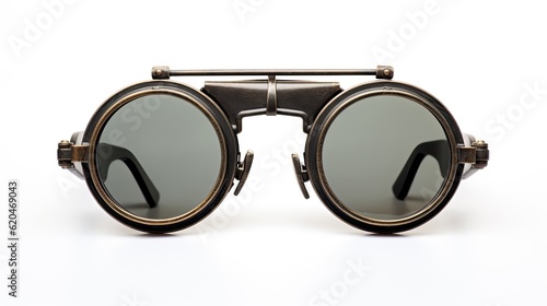 Vintage Glasses Isolated on White Background. Old Retro Goggles and Sunglasses in Clear and Black for Vision. Generative AI
