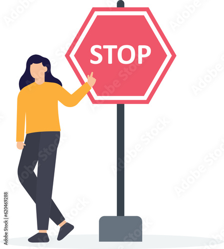 Prohibition or stop sign, Not allow, Attention, Warning sign, banned illegal concept, 

