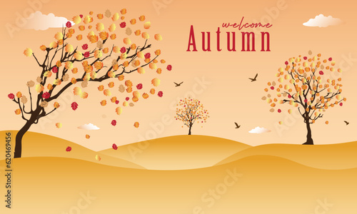 welcome autumn.hello autumn vector background.suitable for card  banner  or poster