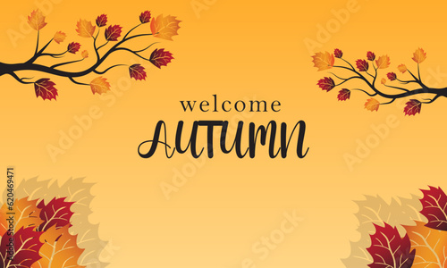welcome autumn.hello autumn vector background.suitable for card, banner, or poster