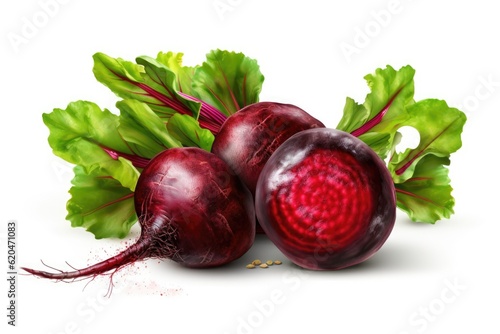 Beetroot vegetables and leaf isolated on white background