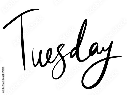 simple design element black color lettering calligraphy hand style day of the week for calendar tuesday ballet journal logo print