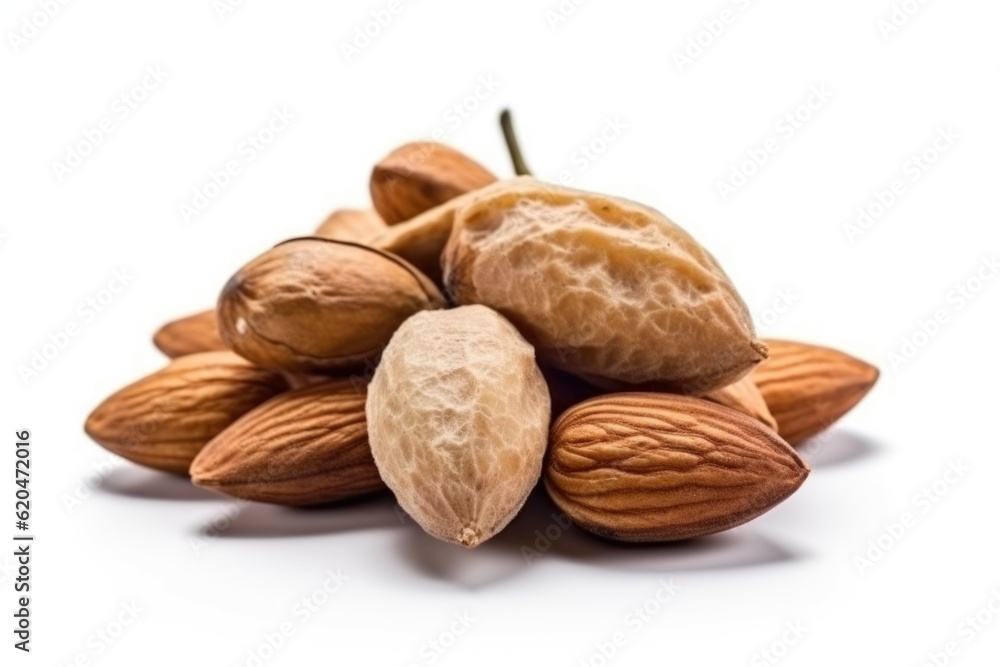 Group of almonds isolated on white background Group of almonds isolated on white background
