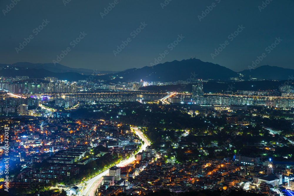 The night view of Seoul in Korea