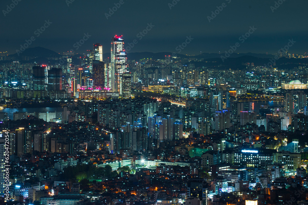 The night view of Seoul in Korea