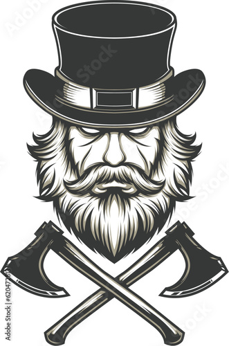 Beard man and axe vector illustration