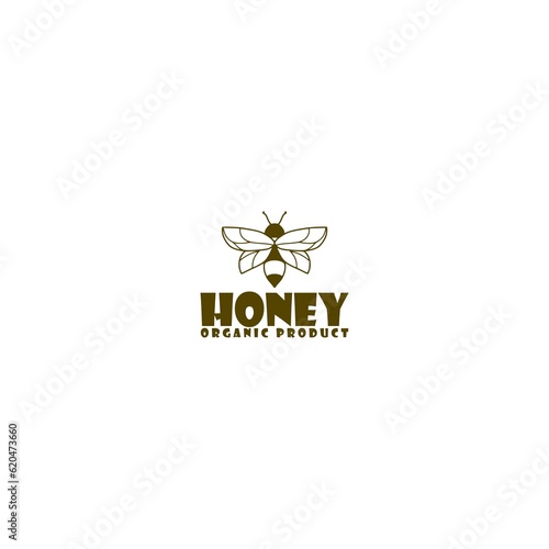 Honey bee hand drawing style logo template
