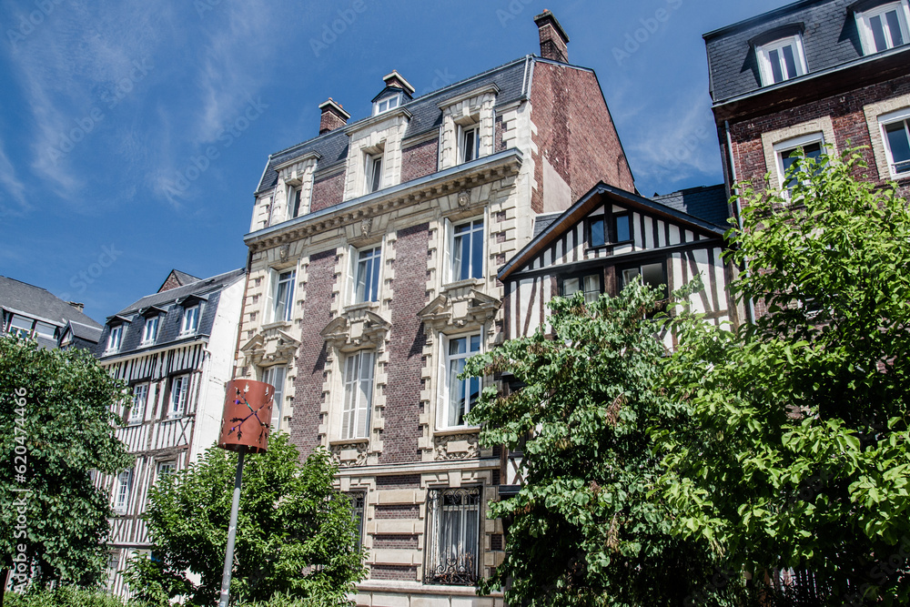 Facade of traditional french houses in Rouen, Normandy Facade of traditional french houses in Rouen, Normandy