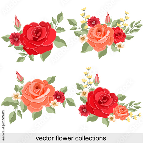 Rose and flower collection  vector for decoration   wedding card   innovation