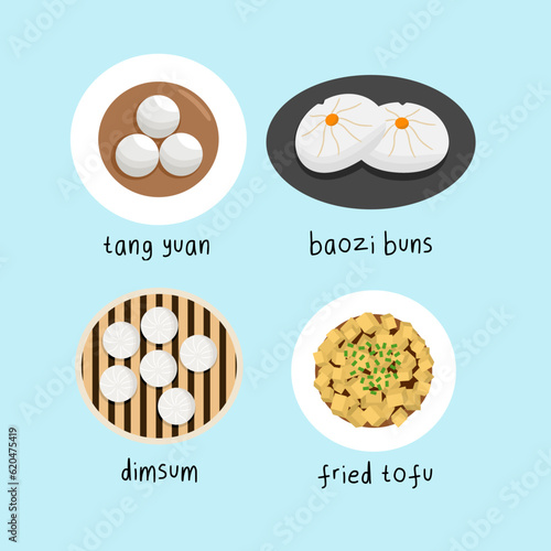 Set Of Chinese Food Illustration