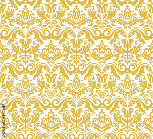 Classic seamless vector pattern. Damask orient ornament. Classic vintage golden and white background. Orient pattern for fabric, wallpapers and packaging