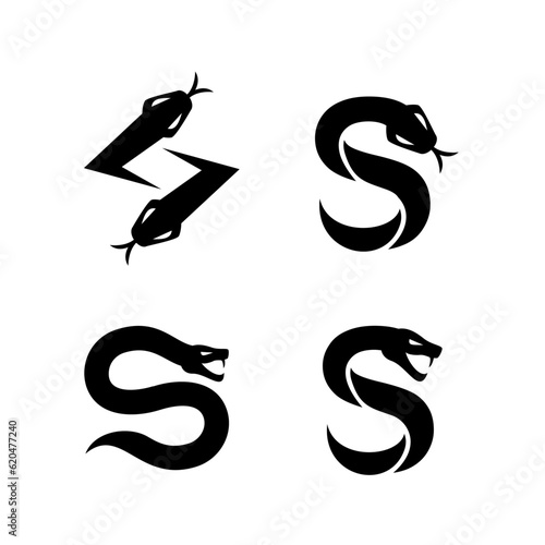 S Snake initial letter logo icon design set collection