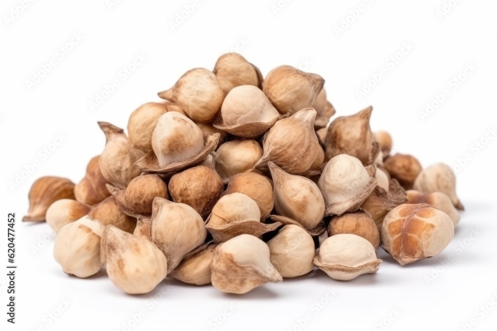 Small pile of foxnut isolated on white background Small pile of foxnut isolated on white background