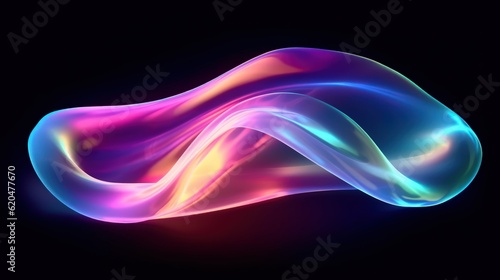 Visualization of sound waves. Abstract futuristic background with colorful glowing neon moving high speed wave lines and bokeh lights. Data transfer concept. Fantastic wallpaper. Generative AI