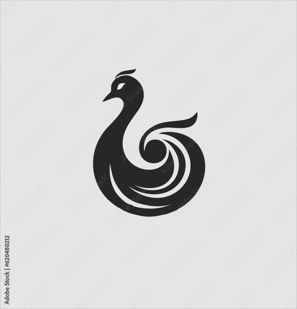 Fototapeta premium Peacock logo icon vector, beautiful bird illustration design