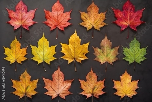 Group of colorful maple leaves