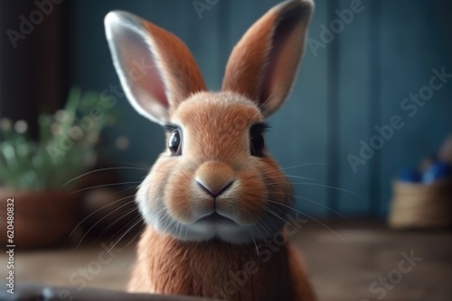 Close up shot of a rabbit sitting 