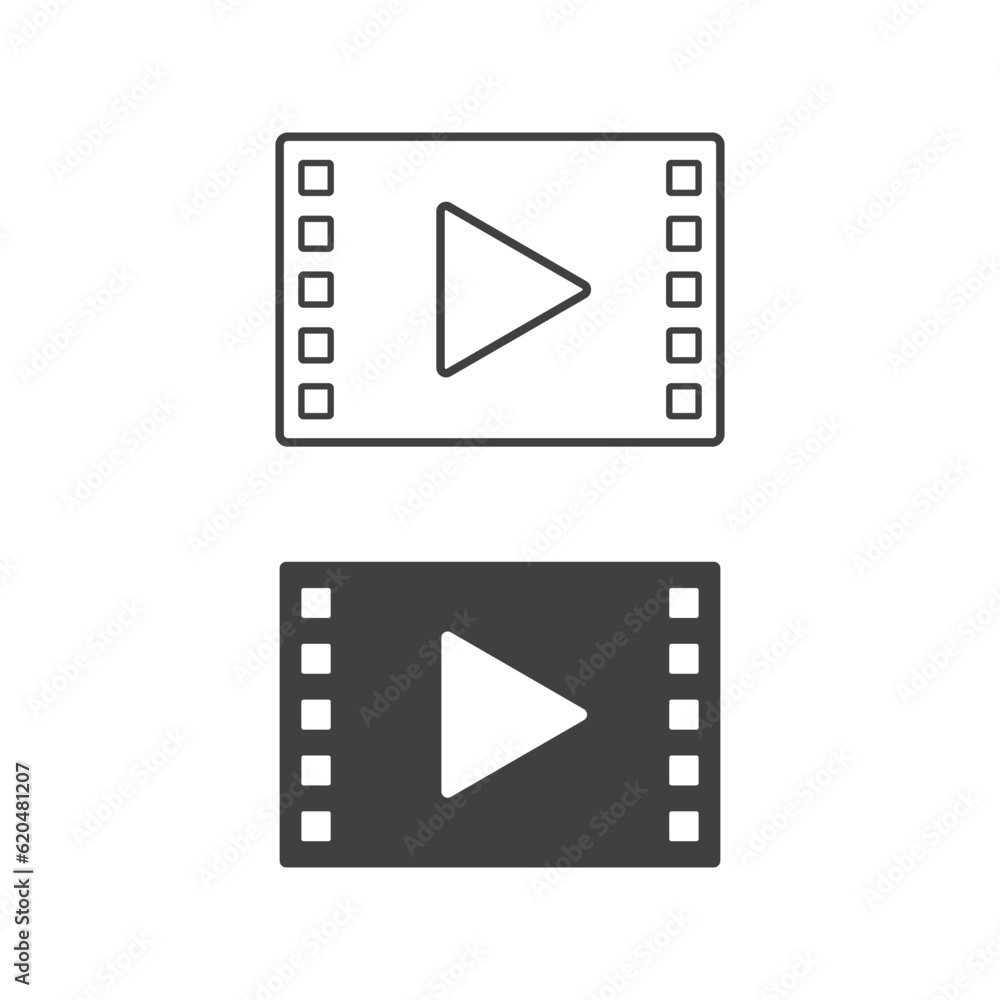 Set of video film symbol icon isolated vector illustration Set of video film symbol icon isolated vector illustration