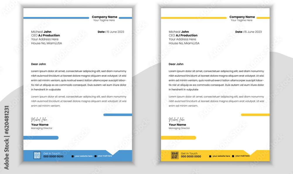 Vector Letterhead Design Template With Colorful Background